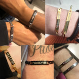 Engrave Letter Bracelet Stainless Steel Name Date Bracelet NK Cuban Chain