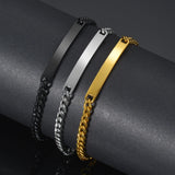 Engrave Letter Bracelet Stainless Steel Name Date Bracelet NK Cuban Chain