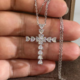 Eternity Cross Pendant Necklace with Heart Zircon