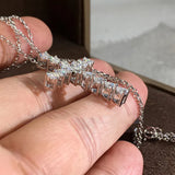 Eternity Cross Pendant Necklace with Heart Zircon