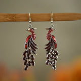 Ethnic Enamel Crystal Peacock Earrings Bohemian Vintage Drop Earrings