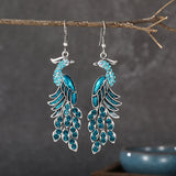 Ethnic Enamel Crystal Peacock Earrings Bohemian Vintage Drop Earrings