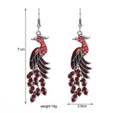 Ethnic Enamel Crystal Peacock Earrings Bohemian Vintage Drop Earrings
