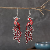 Ethnic Enamel Crystal Peacock Earrings Bohemian Vintage Drop Earrings