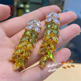 Gradient Wheat Ear Horse Eye Earrings All-match Women Jewelry
