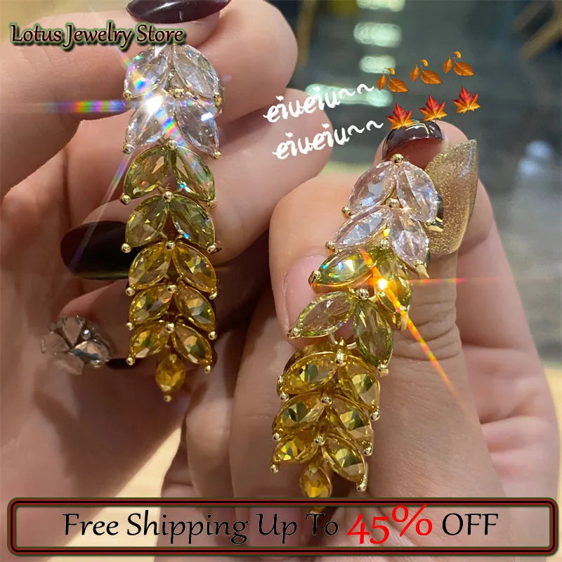 Gradient Wheat Ear Horse Eye Earrings All-match Women Jewelry
