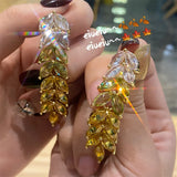 Gradient Wheat Ear Horse Eye Earrings All-match Women Jewelry