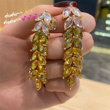Gradient Wheat Ear Horse Eye Earrings All-match Women Jewelry