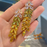 Gradient Wheat Ear Horse Eye Earrings All-match Women Jewelry
