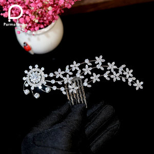 European Bridal Hair Comb Cubic Zirconia Crystal Hair Jewelry