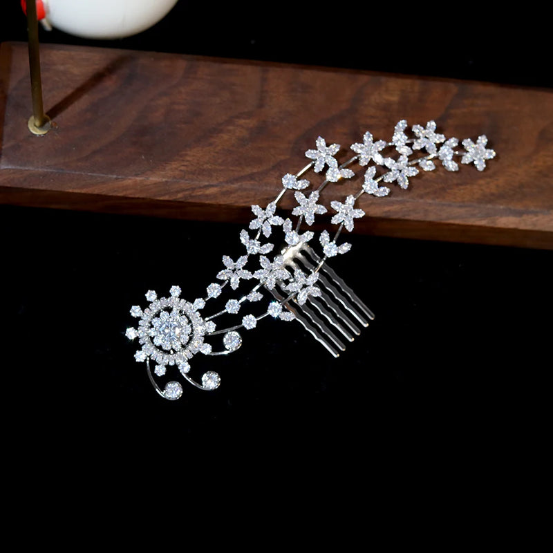 European Bridal Hair Comb Cubic Zirconia Crystal Hair Jewelry
