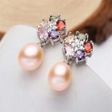 Multicolour Zircon S925 Silver Pearl Earrings Women's Jewelry