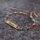 Personalized Evil Eye Engraved Name Bracelet for Women
