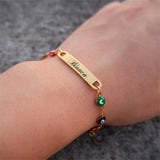 Personalized Evil Eye Engraved Name Bracelet for Women