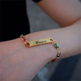 Personalized Evil Eye Engraved Name Bracelet for Women