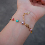 Personalized Evil Eye Engraved Name Bracelet for Women