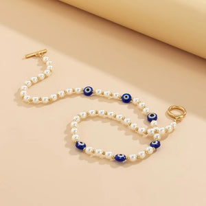 Evil Eyes Chokers Necklaces Bohemian Vintage Beaded Pearl Chain Jewelry