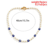 Evil Eyes Chokers Necklaces Bohemian Vintage Beaded Pearl Chain Jewelry