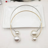 Exaggerated Large Pearl Necklace Women Silver Clavicle Chain Jewelry
