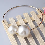 Exaggerated Large Pearl Necklace Women Silver Clavicle Chain Jewelry