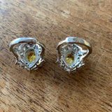 Exaggerated Silver Resizable Egg CZ Yellow Wedding Ring Retro Jewelry