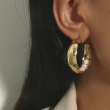 Exaggerated Style Pearl Beads Hoop Earrings Wedding Jewelry