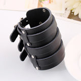 Exaggerated Punk Charm Leather Bracelet for Men