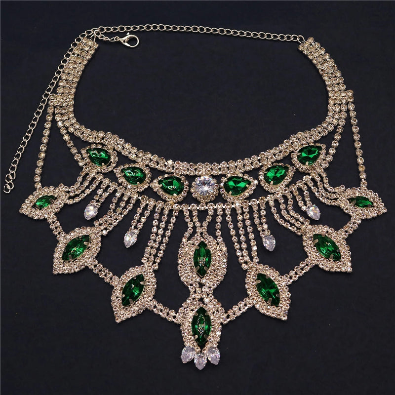 Chunky Chain Rhinestone Choker Necklace for Women