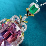 Pink Oval Zircon Pendant Necklace for Women
