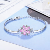 925 Silver Sakura Cherry Blossoms Flower Bracelet