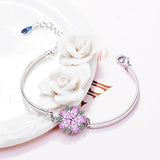 925 Silver Sakura Cherry Blossoms Flower Bracelet