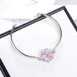 925 Silver Sakura Cherry Blossoms Flower Bracelet