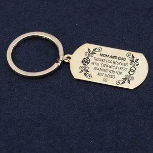 Thankful Keychain: Mom & Dad, for Believing in Me