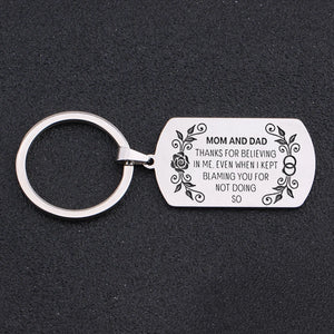 Thankful Keychain: Mom & Dad, for Believing in Me