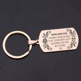 Thankful Keychain: Mom & Dad, for Believing in Me