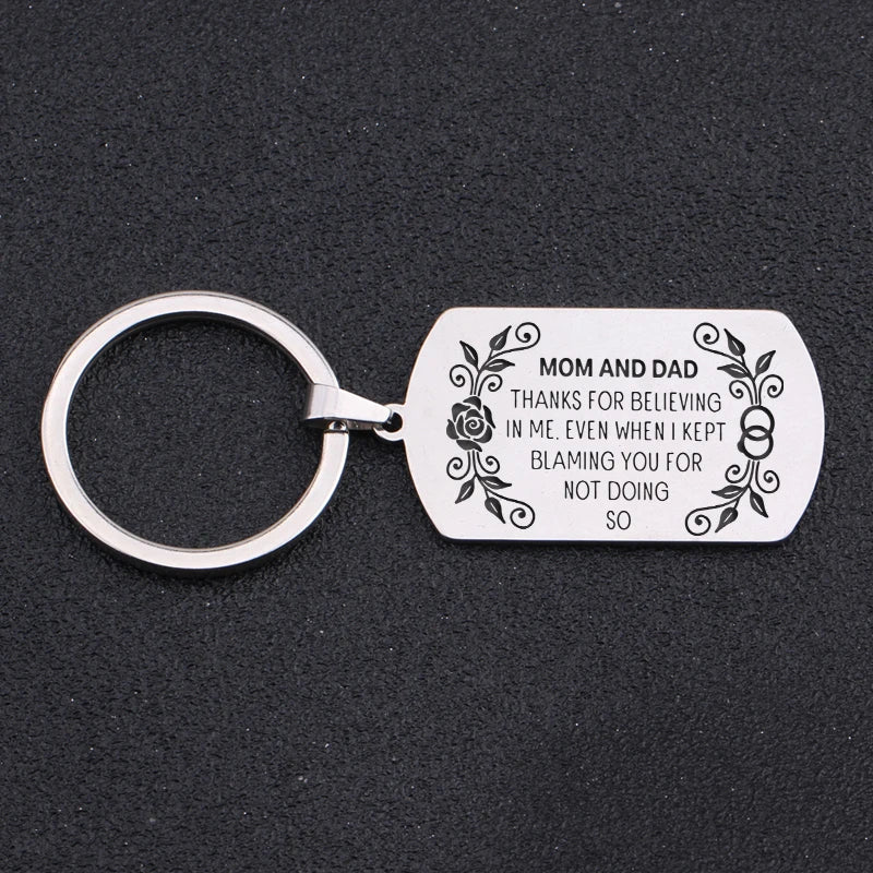 Thankful Keychain: Mom & Dad, for Believing in Me