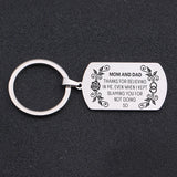 Thankful Keychain: Mom & Dad, for Believing in Me