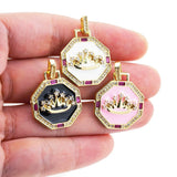 Geometric Crown Necklace Pendant Drop Enamel Zircon DIY Charm Jewelry
