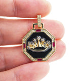 Geometric Crown Necklace Pendant Drop Enamel Zircon DIY Charm Jewelry