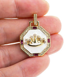 Geometric Crown Necklace Pendant Drop Enamel Zircon DIY Charm Jewelry
