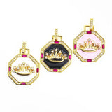 Geometric Crown Necklace Pendant Drop Enamel Zircon DIY Charm Jewelry
