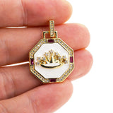 Geometric Crown Necklace Pendant Drop Enamel Zircon DIY Charm Jewelry