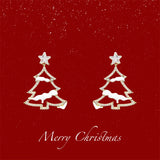 Zircon Xmas Tree Earrings Crystal Star Drop