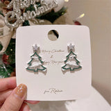 Zircon Xmas Tree Earrings Crystal Star Drop