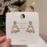 Zircon Xmas Tree Earrings Crystal Star Drop