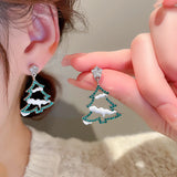 Zircon Xmas Tree Earrings Crystal Star Drop