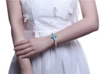 Turquoise Cross Christian Bracelet with Pearl Beads