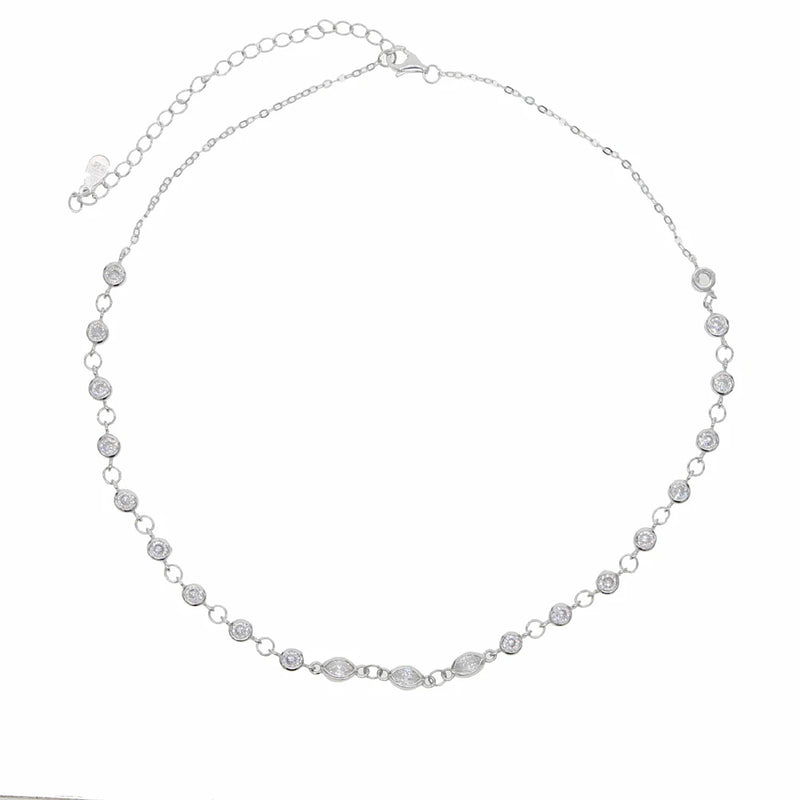 Eye CZ Pendant Choker Necklace 925 Sterling Silver