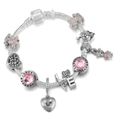 FOREVER LOVE Beads Charm Bracelets For Women Silver Chain Couple Christmas Jewel