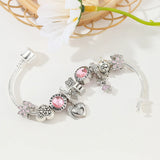 FOREVER LOVE Beads Charm Bracelets For Women Silver Chain Couple Christmas Jewel